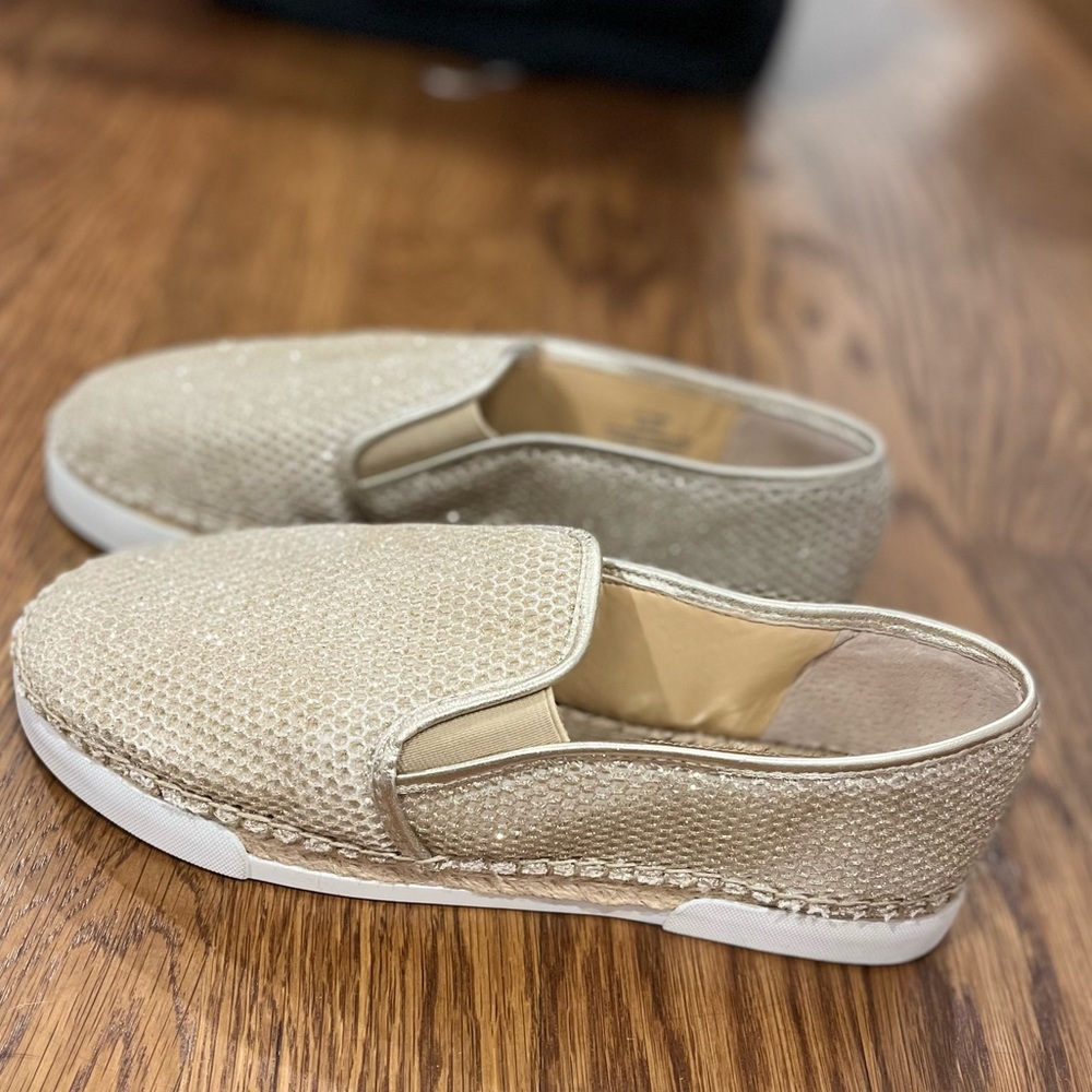 Vince Camuto Metallic Beige Slip-On Espadrilles